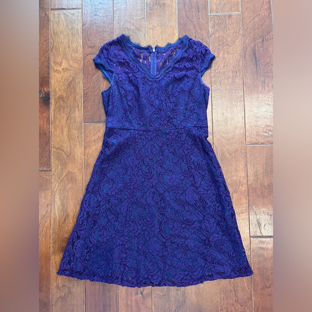 Adrianna Papell Lace Dress | Purple | Size 12P